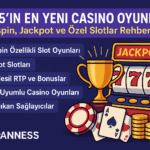 2025’in en yeni casino oyunları, freespin ve jackpot temalı dijital illüstrasyon