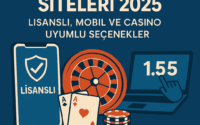 2025 yeni bahis siteleri temalı dijital illüstrasyon: telefon ekranında lisans rozeti, rulet çarkı, iskambil kartları ve oran ekranı ile casino-bahis uyumunu simgeleyen modern tasarım.